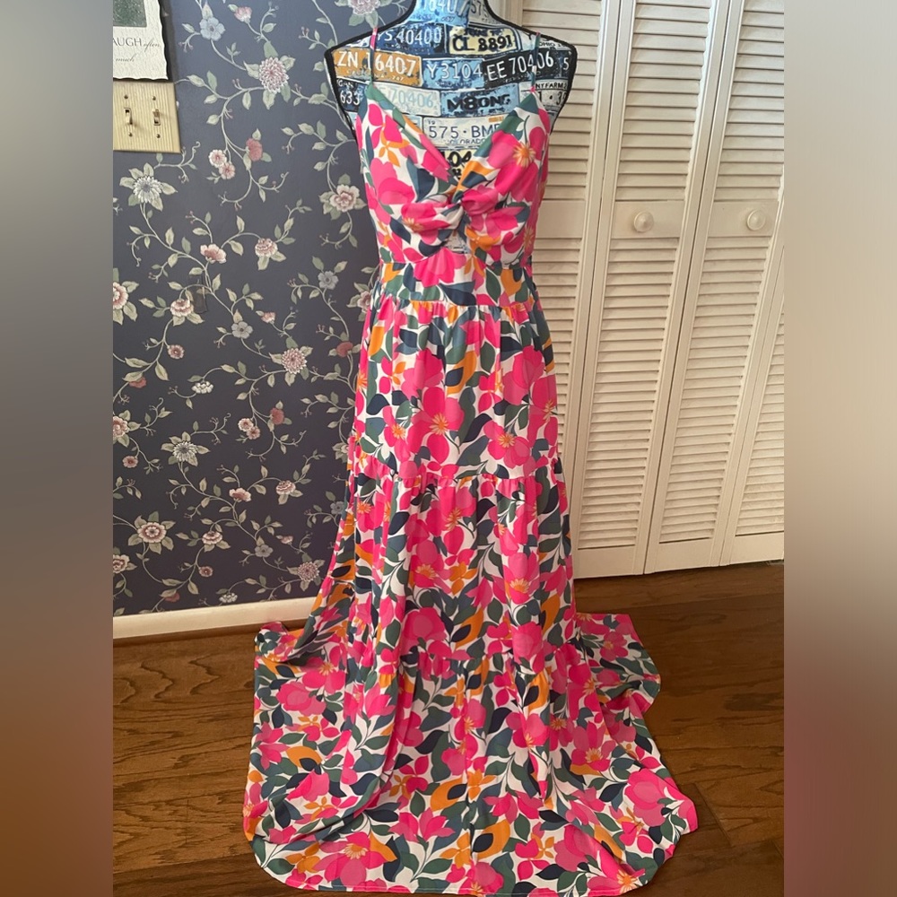 Entro floral cutout maxi dress